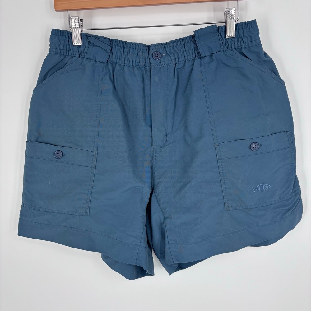 AFTCO Original Fishing Shorts Mens 36 Blue Nylon Cargo Utility Water Trunks